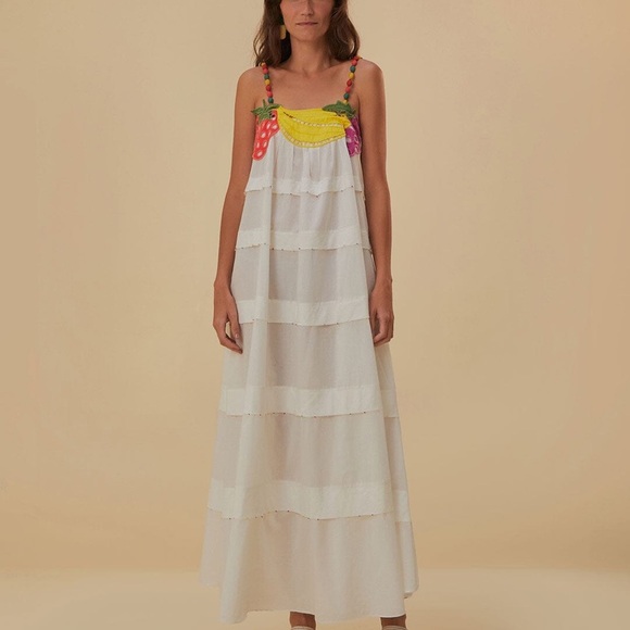Farm Rio - Off-White Fruits Richelieu Sleeveless Maxi Dress - Picture 3 of 15
